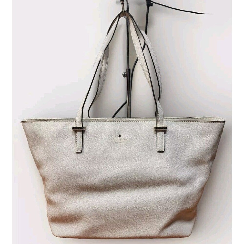 Kate Spade White Ivory Saffiano Leather Tote Large